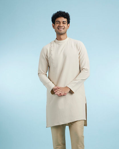 Diwas Men Beige Spandex Elegance Kurta