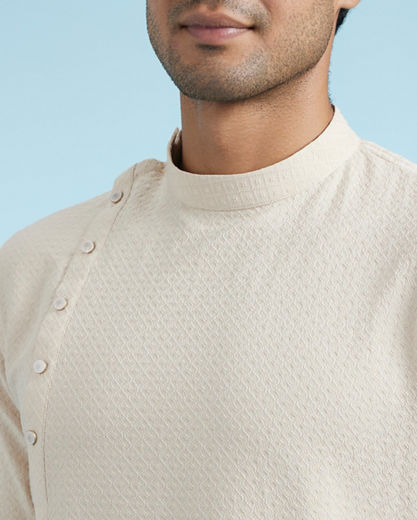 Diwas Men Beige Spandex Elegance Kurta