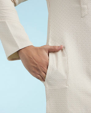 Diwas Men Beige Spandex Elegance Kurta