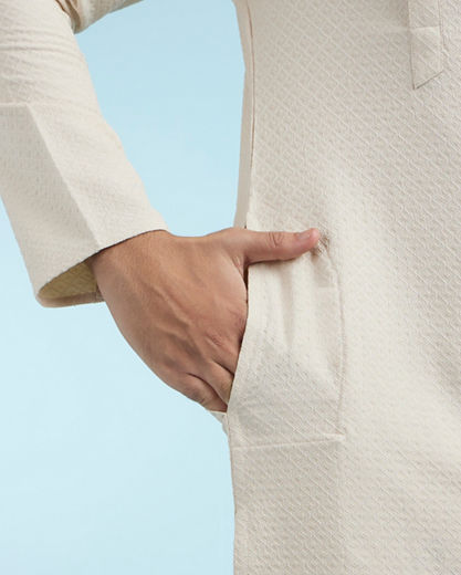 Diwas Men Beige Spandex Elegance Kurta
