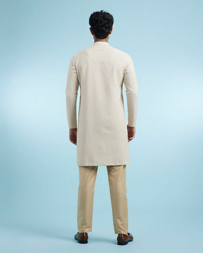 Diwas Men Beige Spandex Elegance Kurta