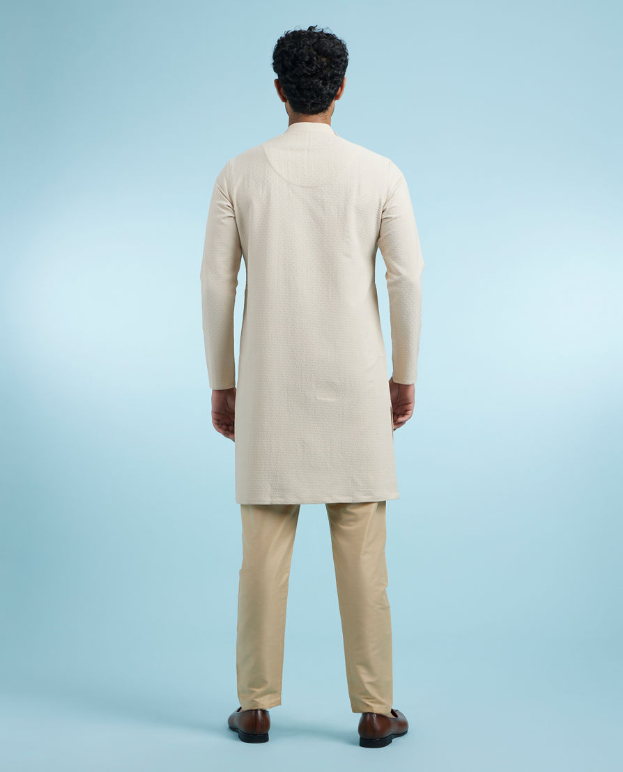 Diwas Men Beige Spandex Elegance Kurta