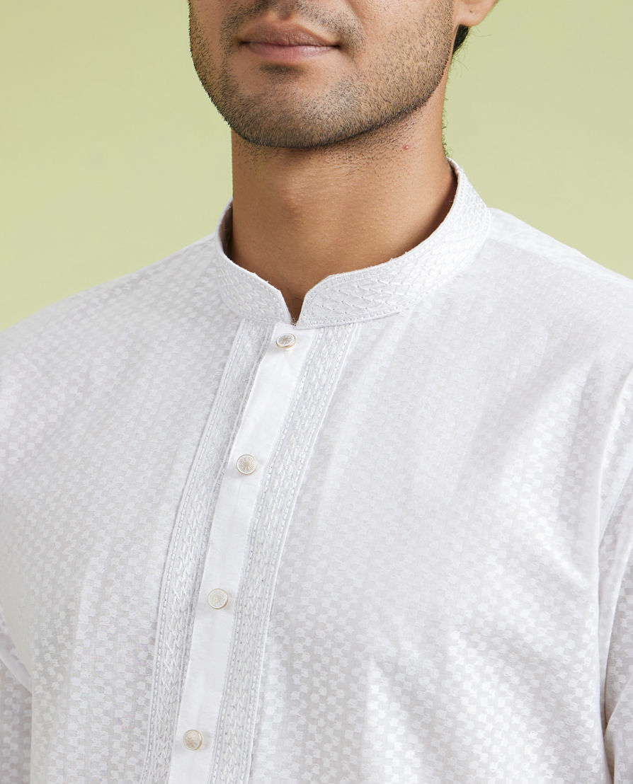 Diwas Men White Cotton Festival Kurta