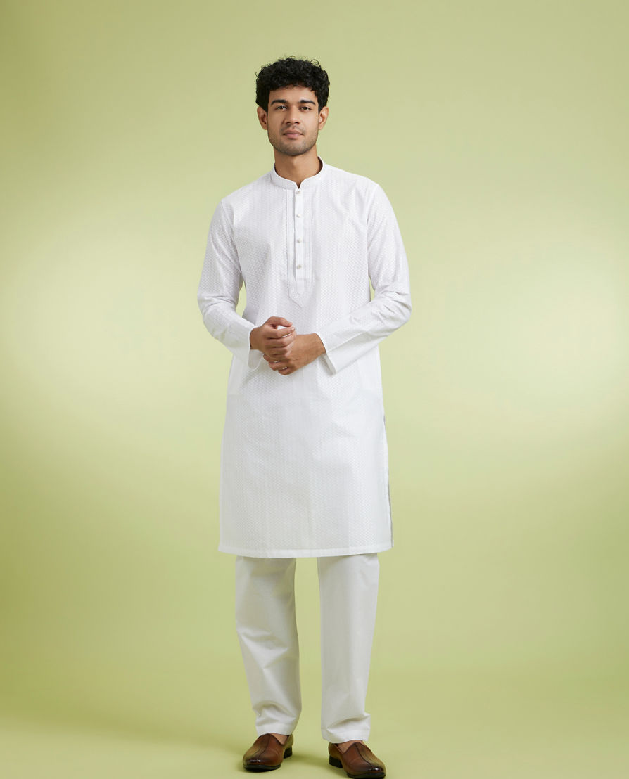 Diwas Men White Cotton Festival Kurta