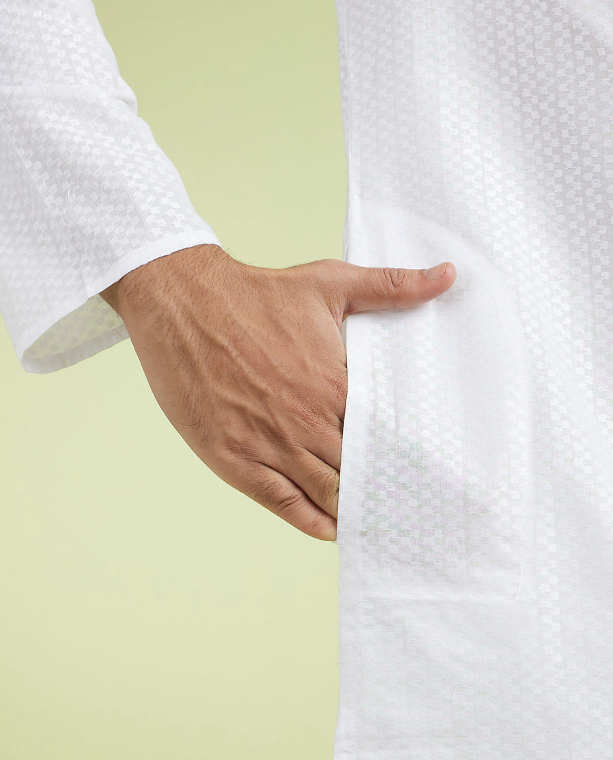 Diwas Men White Cotton Festival Kurta