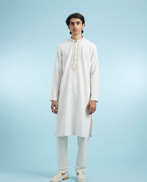 Diwas Men Cream-Colored Essence Kurta