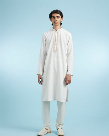 Diwas Men Cream-Colored Essence Kurta