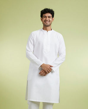 Diwas Men Elegant White Cotton Kurta