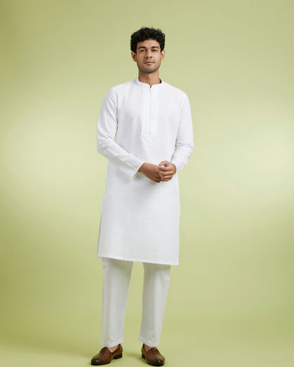 Diwas Men Elegant White Cotton Kurta