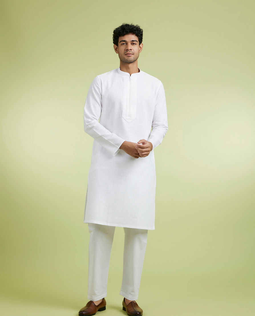 Diwas Men Elegant White Cotton Kurta