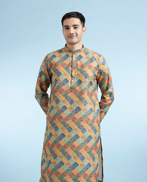 Diwas Men Mustard Cotton Charm Kurta