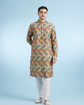 Diwas Men Mustard Cotton Charm Kurta