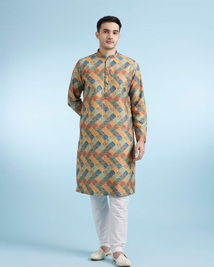 Diwas Men Mustard Cotton Charm Kurta