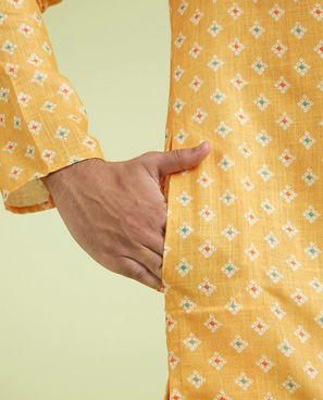 Diwas Men Golden Mustard Sparkle Kurta