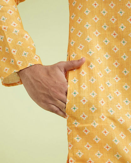Diwas Men Golden Mustard Sparkle Kurta