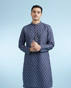 Diwas Men Dark Blue Casual Kurta