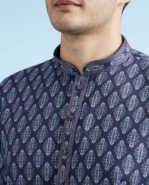Diwas Men Dark Blue Casual Kurta