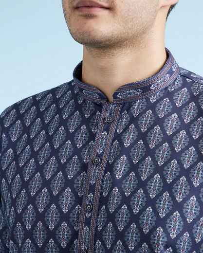 Diwas Men Dark Blue Casual Kurta