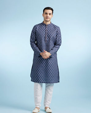 Diwas Men Dark Blue Casual Kurta
