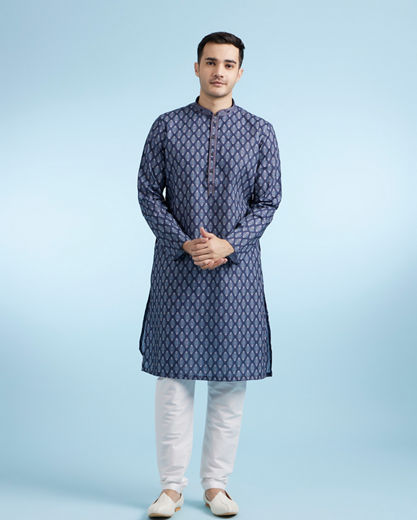 Diwas Men Dark Blue Casual Kurta