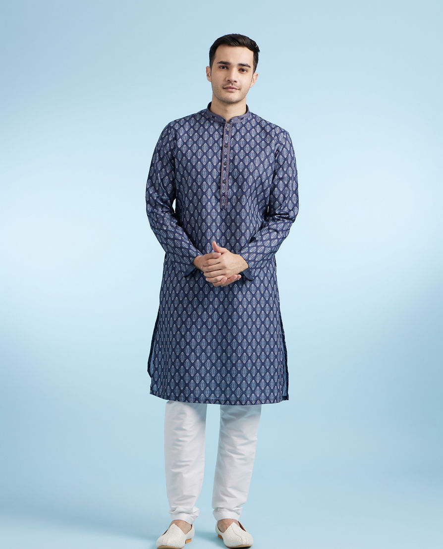 Diwas Men Dark Blue Casual Kurta