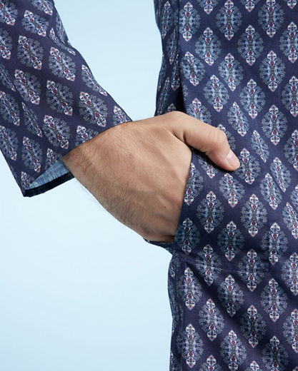 Diwas Men Dark Blue Casual Kurta