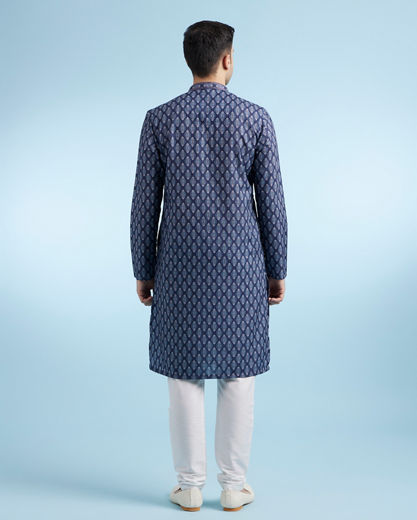 Diwas Men Dark Blue Casual Kurta