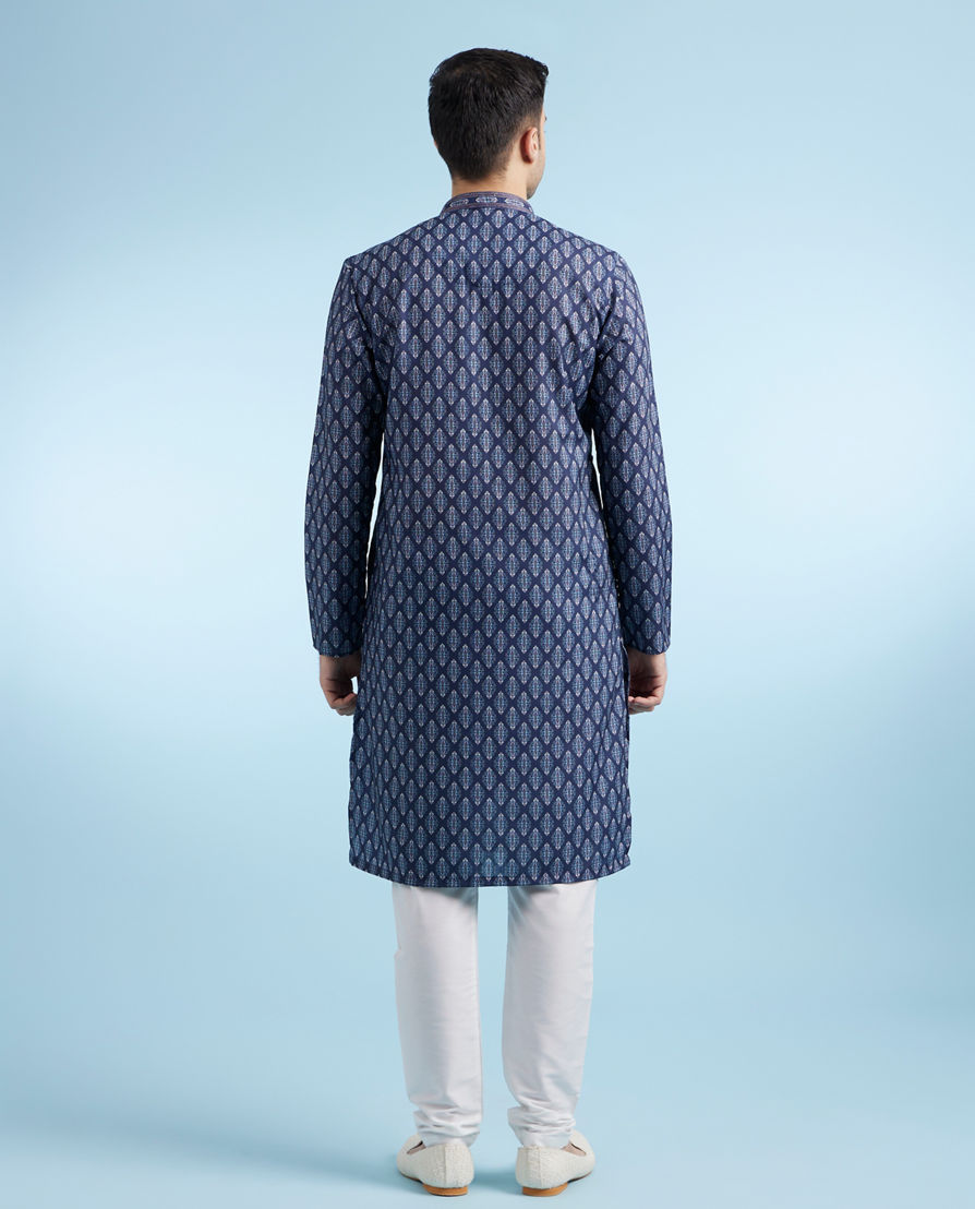 Diwas Men Dark Blue Casual Kurta