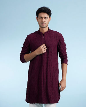 Diwas Men Wine Elegance Kurta