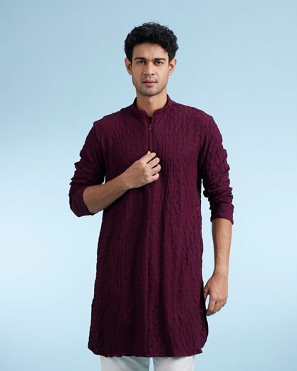 Diwas Men Wine Elegance Kurta
