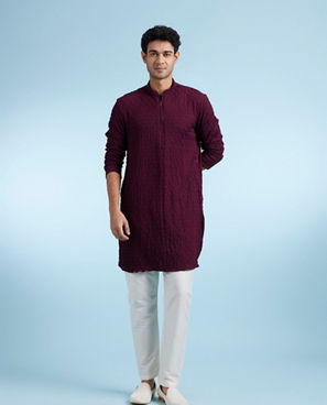 Diwas Men Wine Elegance Kurta