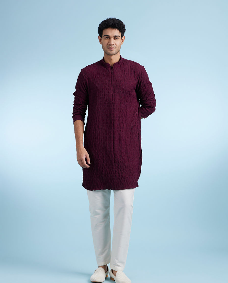 Diwas Men Wine Elegance Kurta