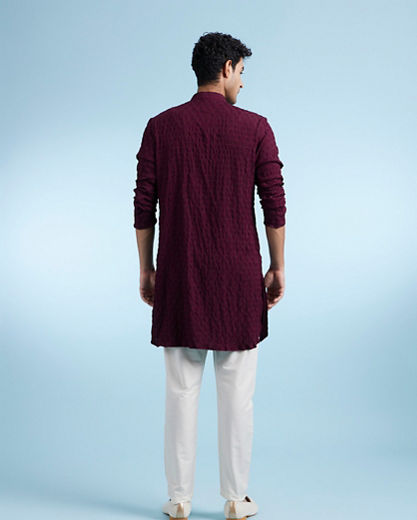 Diwas Men Wine Elegance Kurta