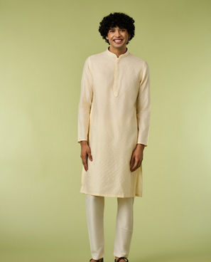 Diwas Men Cream Blended Viscose Kurta