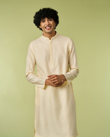 Diwas Men Cream Blended Viscose Kurta