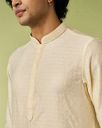 Diwas Men Cream Blended Viscose Kurta