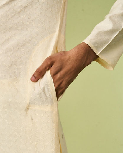 Diwas Men Cream Blended Viscose Kurta