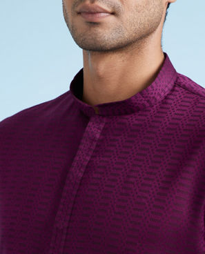 Diwas Men Wine Cotton Kurta