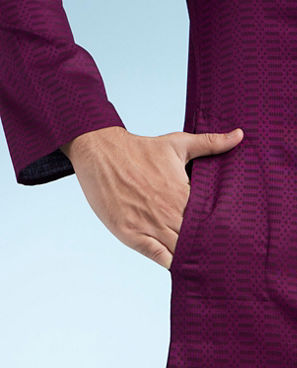Diwas Men Wine Cotton Kurta