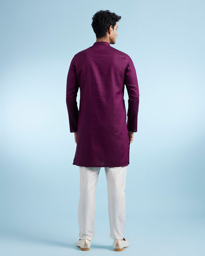Diwas Men Wine Cotton Kurta