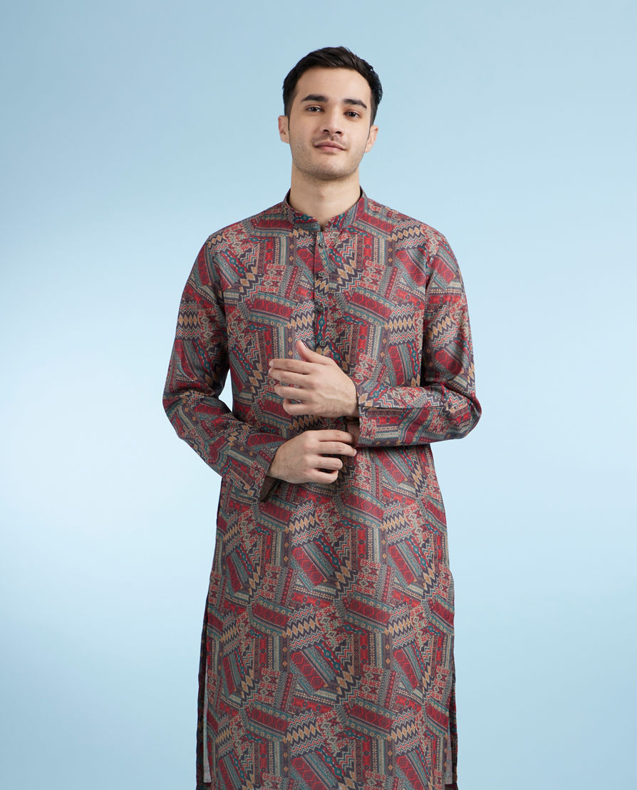 Diwas Men Rust Elegance Kurta