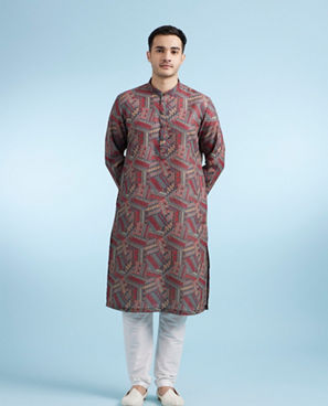 Diwas Men Rust Elegance Kurta