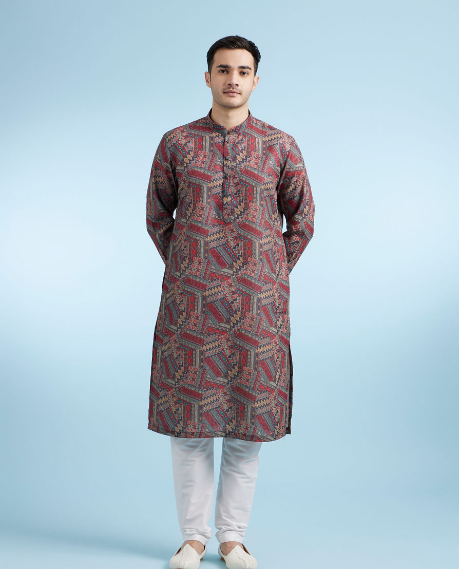 Diwas Men Rust Elegance Kurta