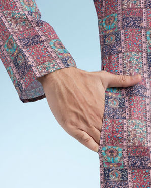 Diwas Men Dusty Pink Cotton Kurta
