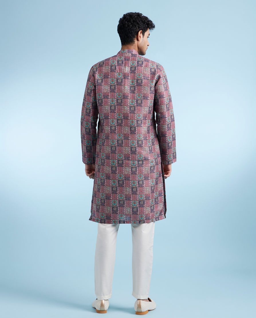 Diwas Men Dusty Pink Cotton Kurta