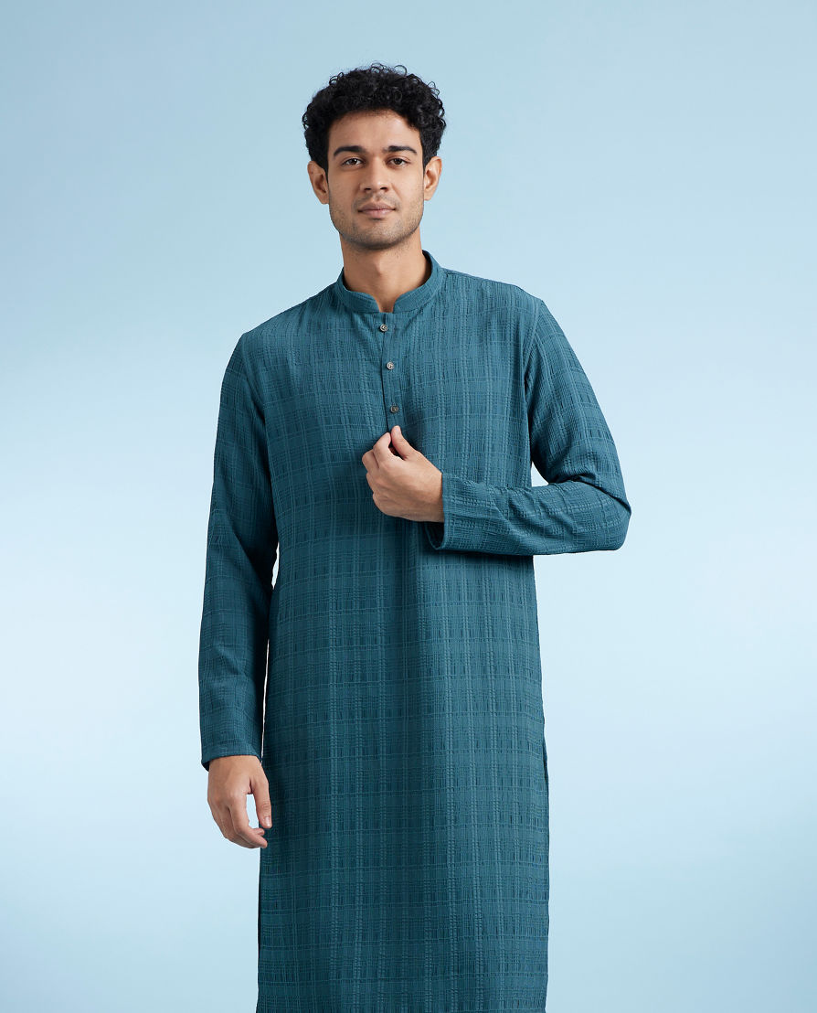 Diwas Men Teal Green Elegance Kurta