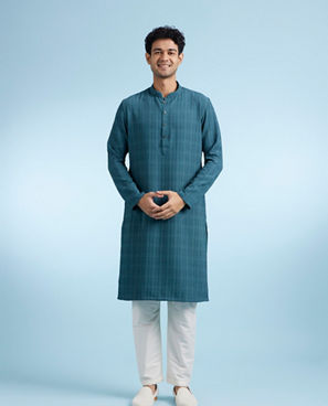 Diwas Men Teal Green Elegance Kurta