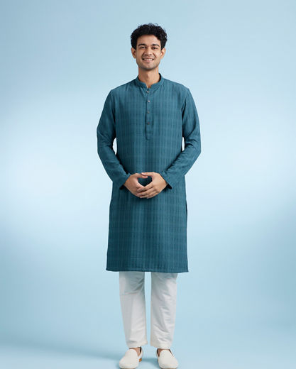 Diwas Men Teal Green Elegance Kurta
