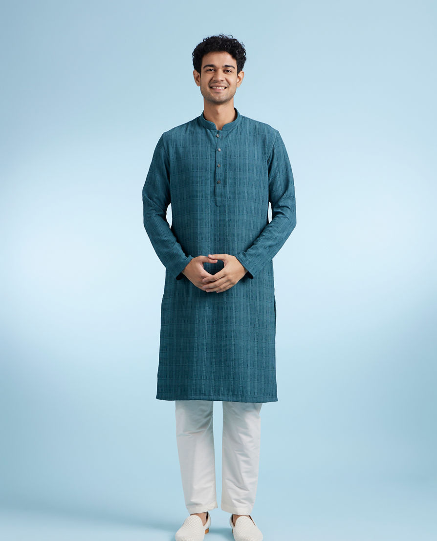 Diwas Men Teal Green Elegance Kurta