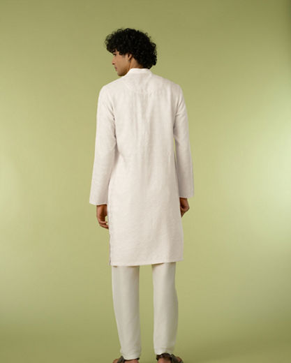 Diwas Men Cream Self-Textured Kurta